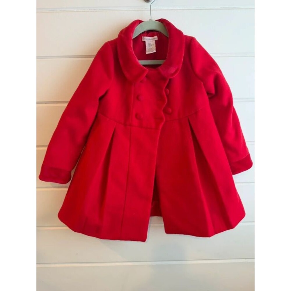 Elegant Catherine Malandrino Red Velvet-Touch Flaired Coat Size 5 Holiday Winter